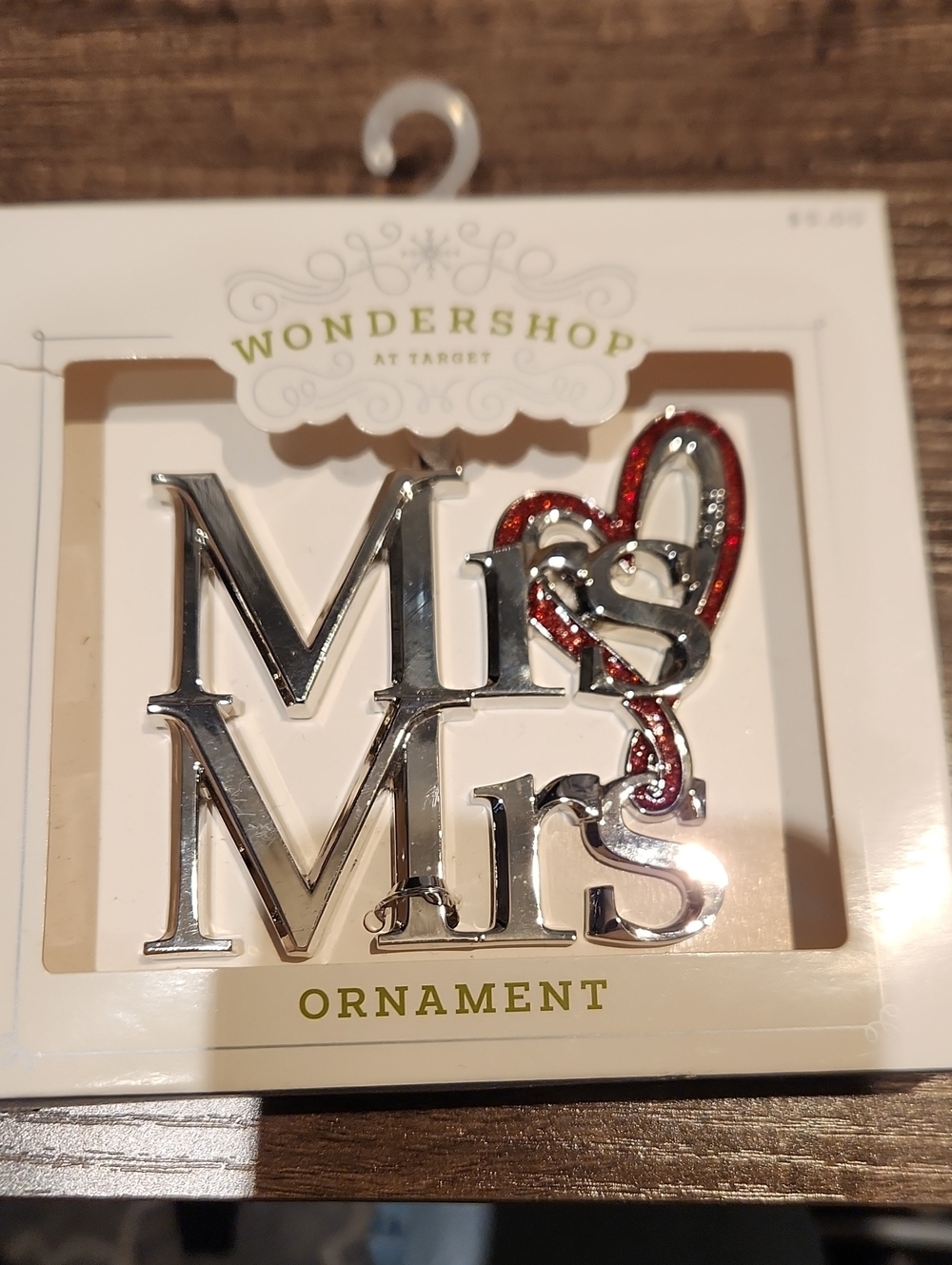 2022 NWT Target Silver "Mrs & Mrs" Ornament with Red Heart Accent